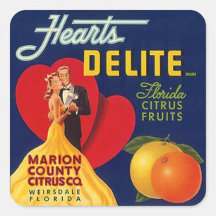 Carré Sticker Et Coeurs Vintages Couple Dance Fruit Cate
