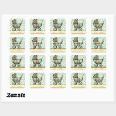 Carré Sticker Faire-part pour poussette pour bébé (Feuille)