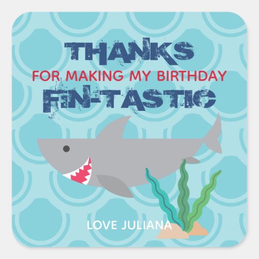 Carré Sticker Faveur Requin Souriant (Devant)