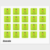 Carré Sticker Faveur Tropicale Mariage d'ananas (Feuille)