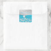 Carré Sticker Favor Monogramme Turquoise, Argent (Sac)