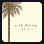 Carré Sticker Favor Palm Beach Wedding - Brown<br><div class="desc">Magnifique et pleine de charme tropical,  cette collection moderne de mariages Palm Beach par berryberrysweet.com balayera vos invités de leurs pieds. N'hésitez pas à nous contacter pour des couleurs personnalisées.</div>