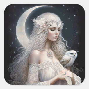 Carré Sticker Feminine Divine Déesse Lune