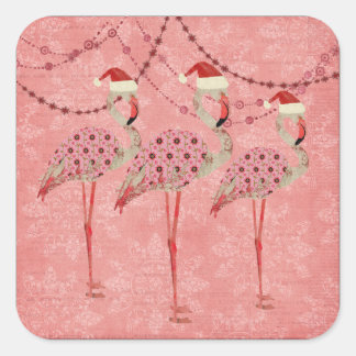 Carré Sticker Festive Flamants roses Rose