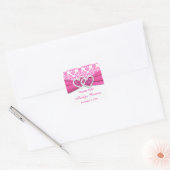 Carré Sticker Fête des mariées Damask rose et blanc (Enveloppe)