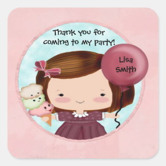 Carré Sticker fêté fille mignonne