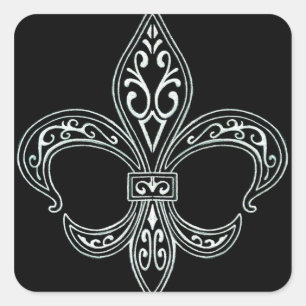 Carré Sticker Fleur De Lis Blanc