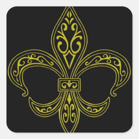 Carré Sticker Fleur De Lis Noir et Or (Devant)