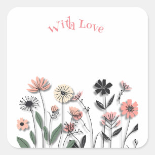 Carré Sticker Fleur sauvage minimaliste élégant