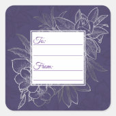 Carré Sticker floral bleu foncé (Devant)