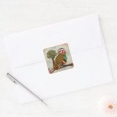 Carré Sticker Floral de Chouette rose (Enveloppe)
