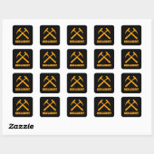 Carré Sticker géologue orange et noir (Feuille)