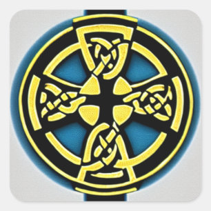 Carré Sticker Gold et Aqua Circle Cross