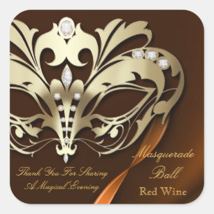 Carré Sticker Gold Masquerade Orange Party