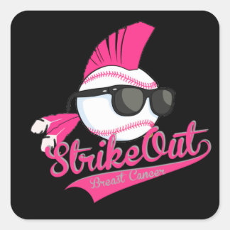 Carré Sticker Gris pour cancer du sein "Strike Out"