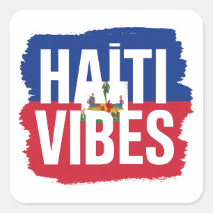 Carré Sticker Haïti Vibes Drapeau haïtien graphique