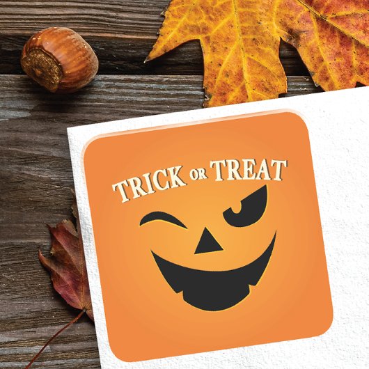 Carré Sticker Halloween CUTE Trick ou Treat Happy