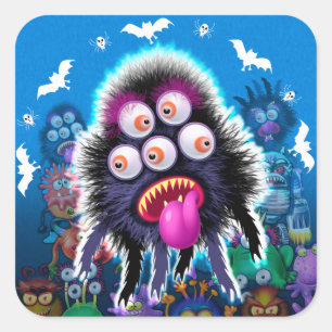 Carré Sticker Halloween Monster Personnalisé.