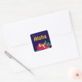 Carré Sticker Hawaiian Night Stars Hibiscus Aloha (Enveloppe)