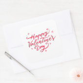 Carré Sticker Heureuse Sainte-Valentin Coeurs roses (Enveloppe)