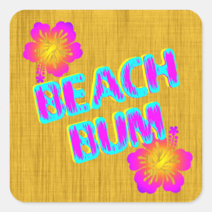 Carré Sticker Hibiscus Rose Beach Bum