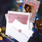 Carré Sticker Hiver Élégant Monogramme Rose