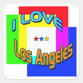 Carré Sticker "I LOVE Los Angeles Coloring 1"