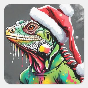 Carré Sticker Iguana de Noël