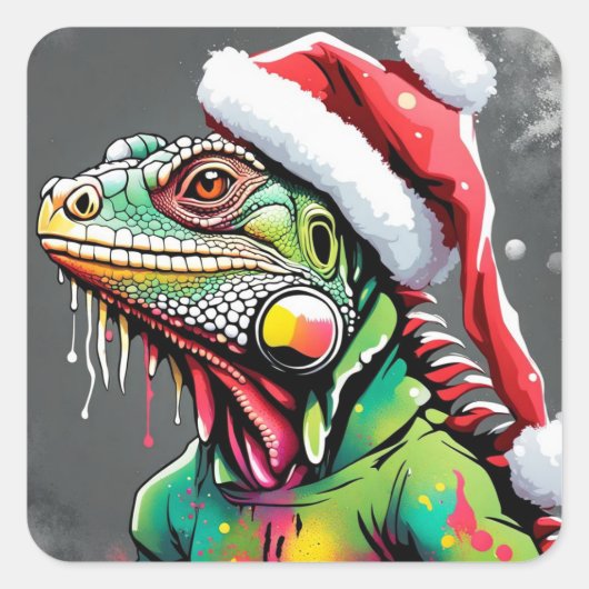 Carré Sticker Iguana de Noël (Devant)