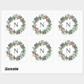 Carré Sticker initial de Noël Holly Monogram (Feuille)