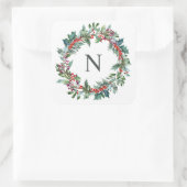 Carré Sticker initial de Noël Holly Monogram (Sac)