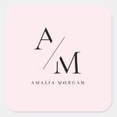 Carré Sticker initial et personnalisé minimal Pastel Pin (Devant)
