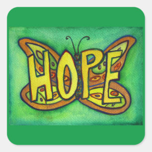 Carré Sticker inspiré d'Art Word Butterfly Hope