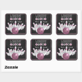 Carré Sticker Invitation de la soirée de bowling rose te (Feuille)
