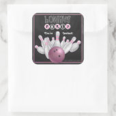 Carré Sticker Invitation de la soirée de bowling rose te (Sac)