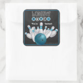 Carré Sticker Invitation tendance Blue Bowling Party (Sac)