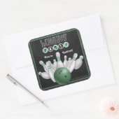 Carré Sticker Invitation tendance Green Bowling Party (Enveloppe)