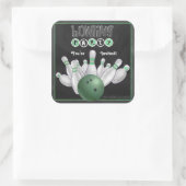Carré Sticker Invitation tendance Green Bowling Party (Sac)