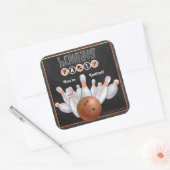 Carré Sticker Invitation tendance Orange Bowling Party (Enveloppe)