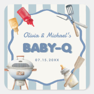 Carré Sticker jardin BBQ Baby Q Baby shower