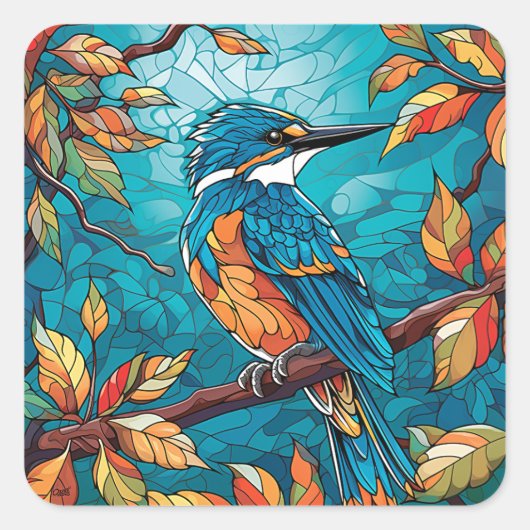 Carré Sticker Kingfisher d'automne (Devant)