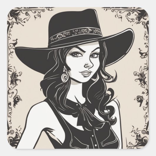 Carré Sticker LBD de style occidental vintage (Devant)