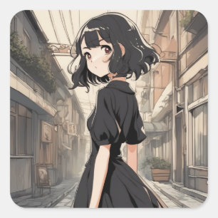 Carré Sticker LBD vintage Anime - Renouveau Anime