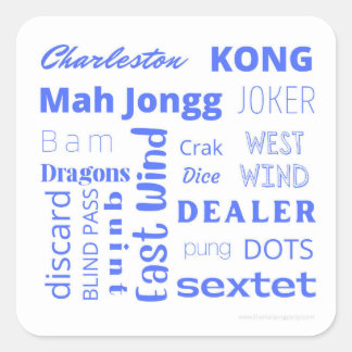Carré sticker Mah Jongg en bleu