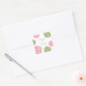 Carré Sticker Mariage à éclats rose et vert (Enveloppe)