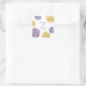 Carré Sticker Mariage à fleurs violettes et jaunes (Sac)