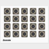 Carré Sticker Mariage baroque noir et or (Feuille)