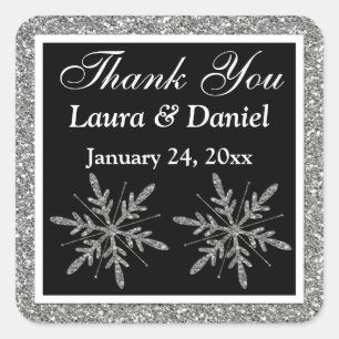 Carré Sticker Mariage Black, Parties scintillant Snowfla