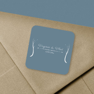 Carré Sticker Mariage bleu Dusty
