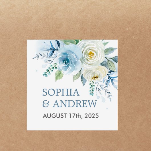 Carré Sticker Mariage bleu Dusty Rose